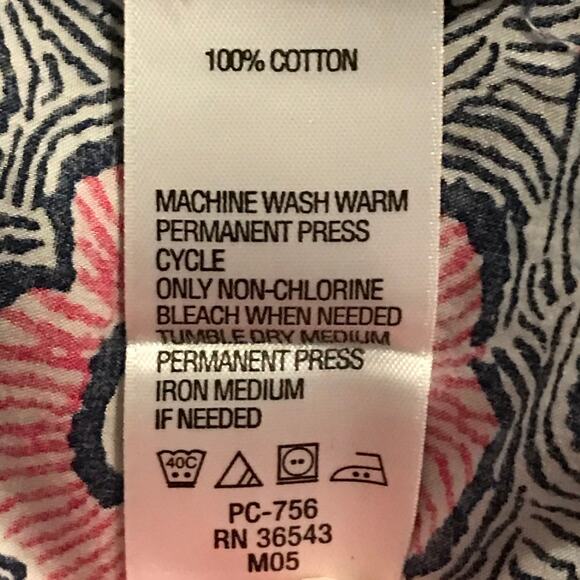 Izod Womens Dress Tunic Top Button Front Back Tie Blue Bright Pink White Size XL - Picture 8 of 8